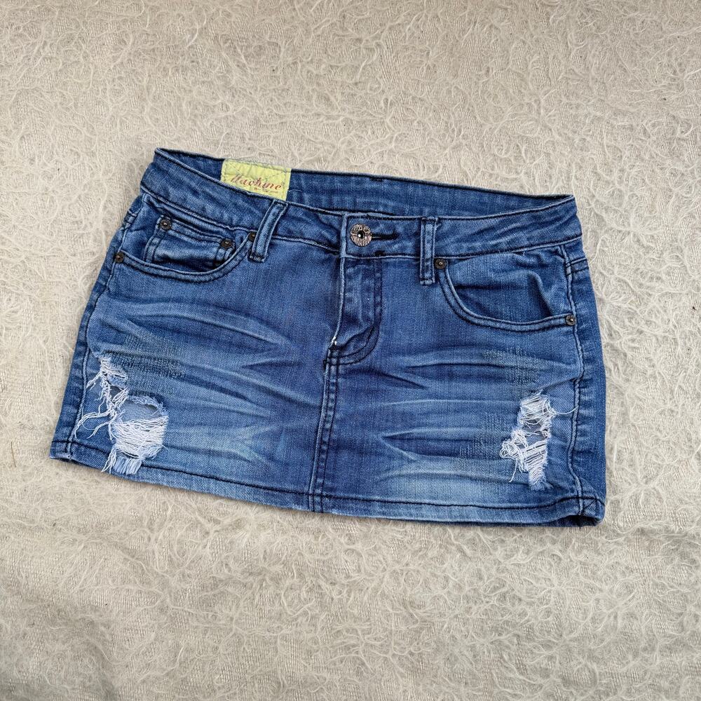 Vintage Y2K Machine Distressed Denim Micro Mini Skirt – Size 28